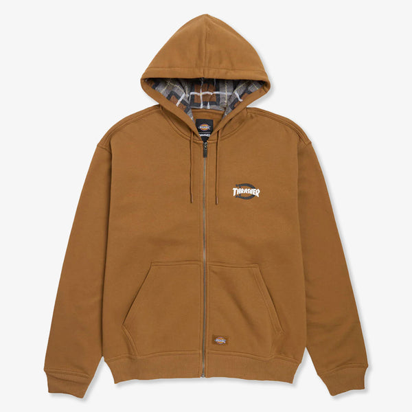 Thrasher X Dickies Zip Hoodie (Brown) - 510 Skateboarding