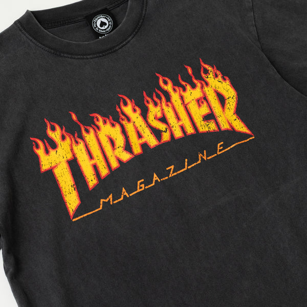 Thrasher Vintage Flame Logo Tee (Black) - 510 Skateboarding