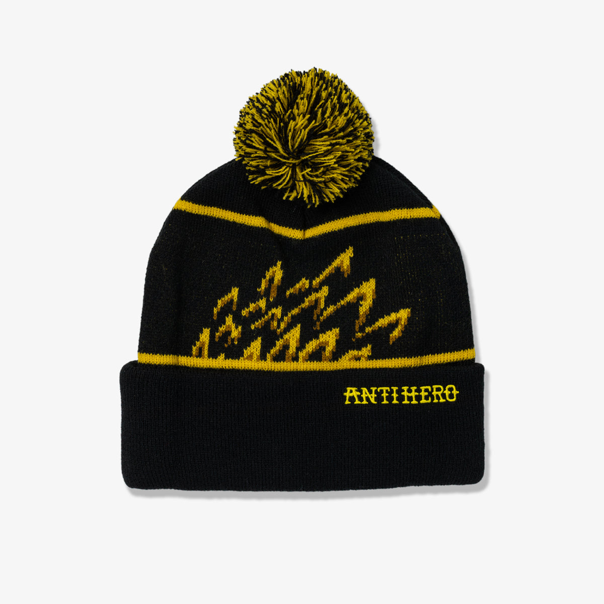 Antihero Pom Pom Eagle Beanie (Black/Yellow)