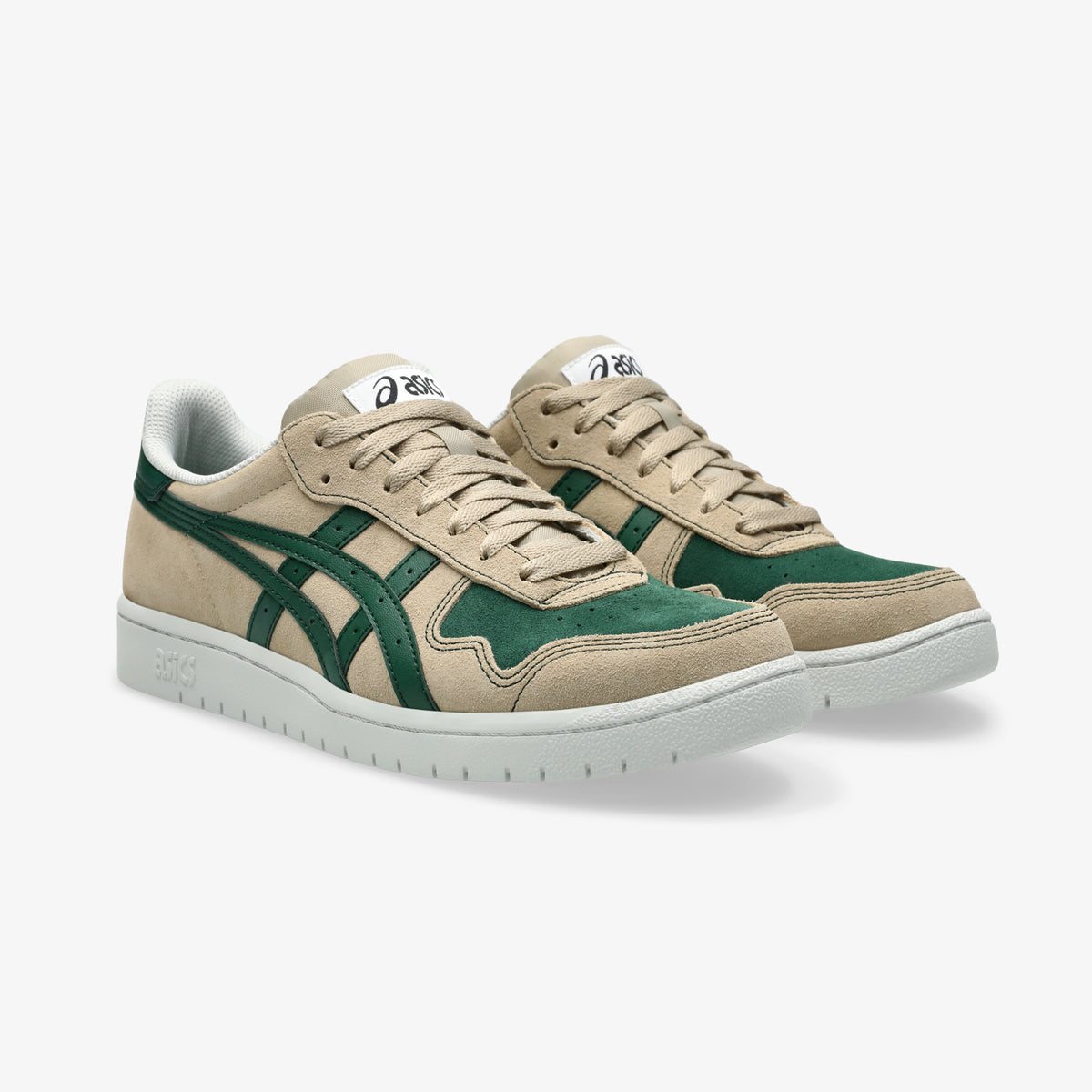 asics japan skateboard shoes tan green front view