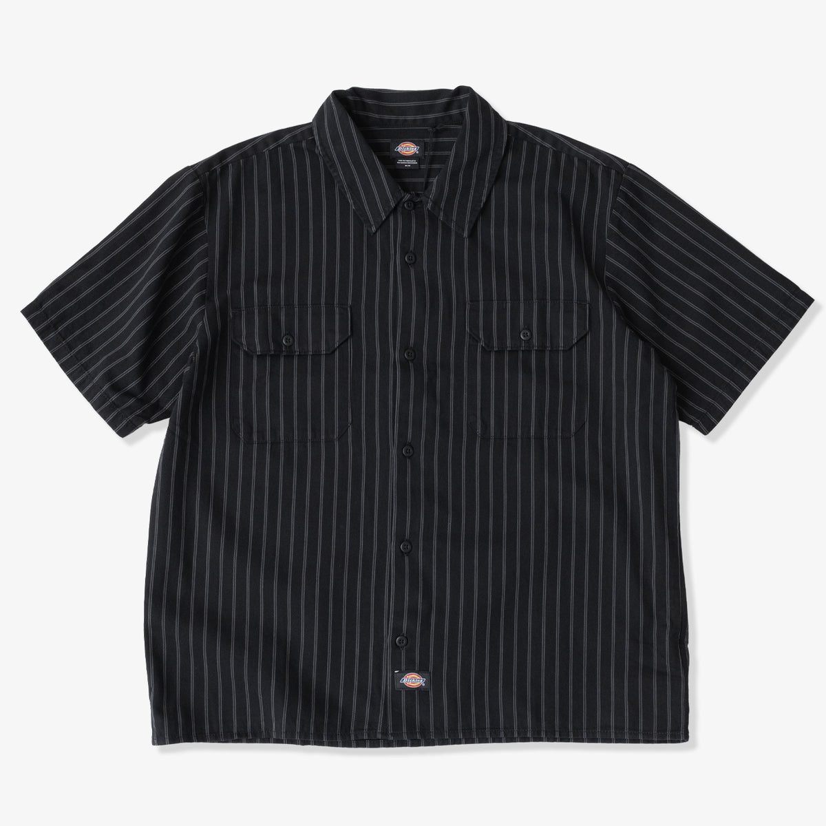 Dickies Worn In Striped Work Shirt (Black)