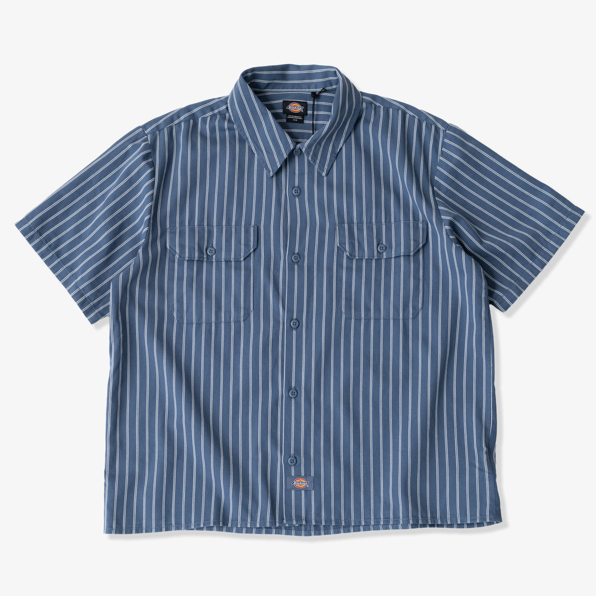 Dickies Worn In Striped Work Shirt (Indigo)
