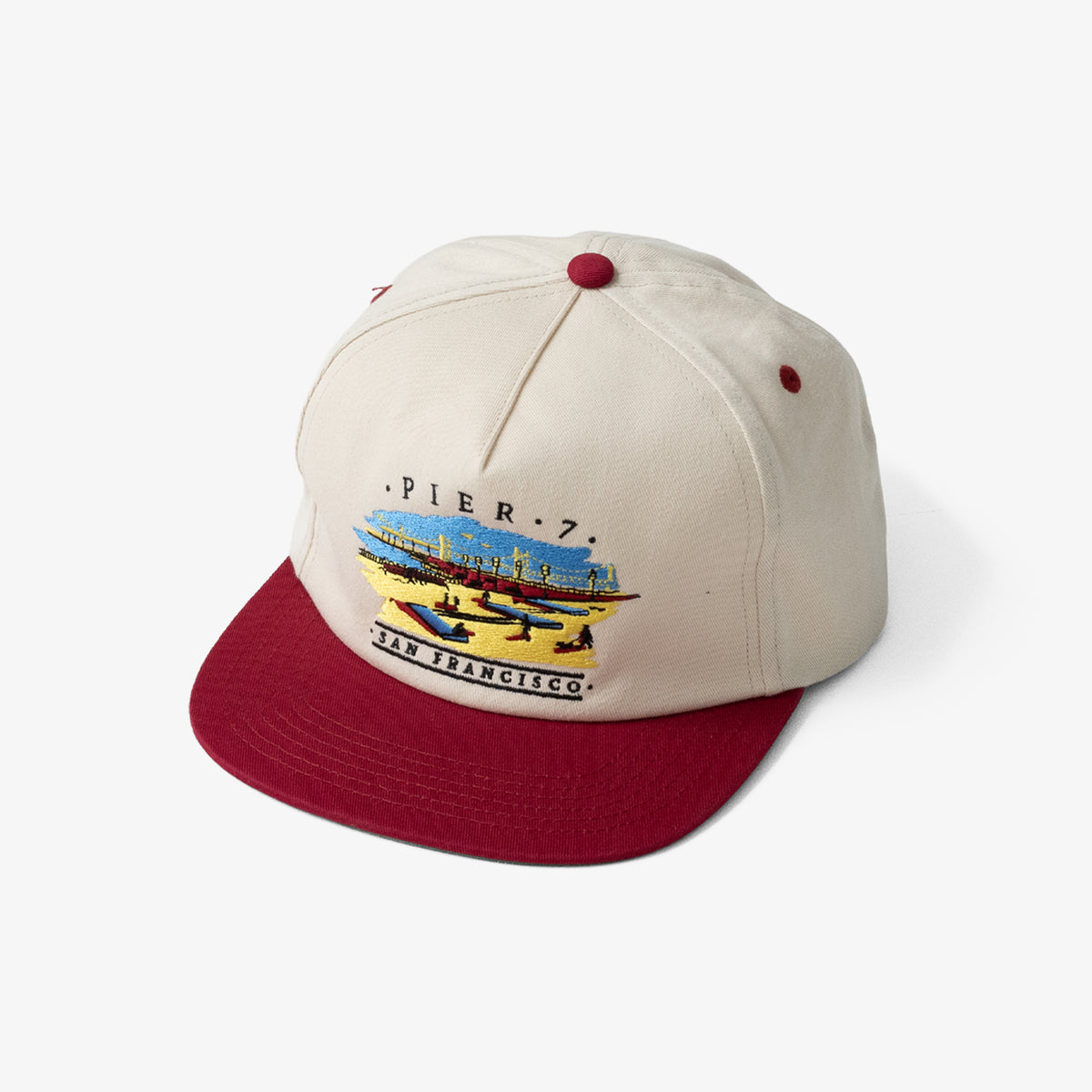 Real Pier 7 Snapback (Cream/Red)