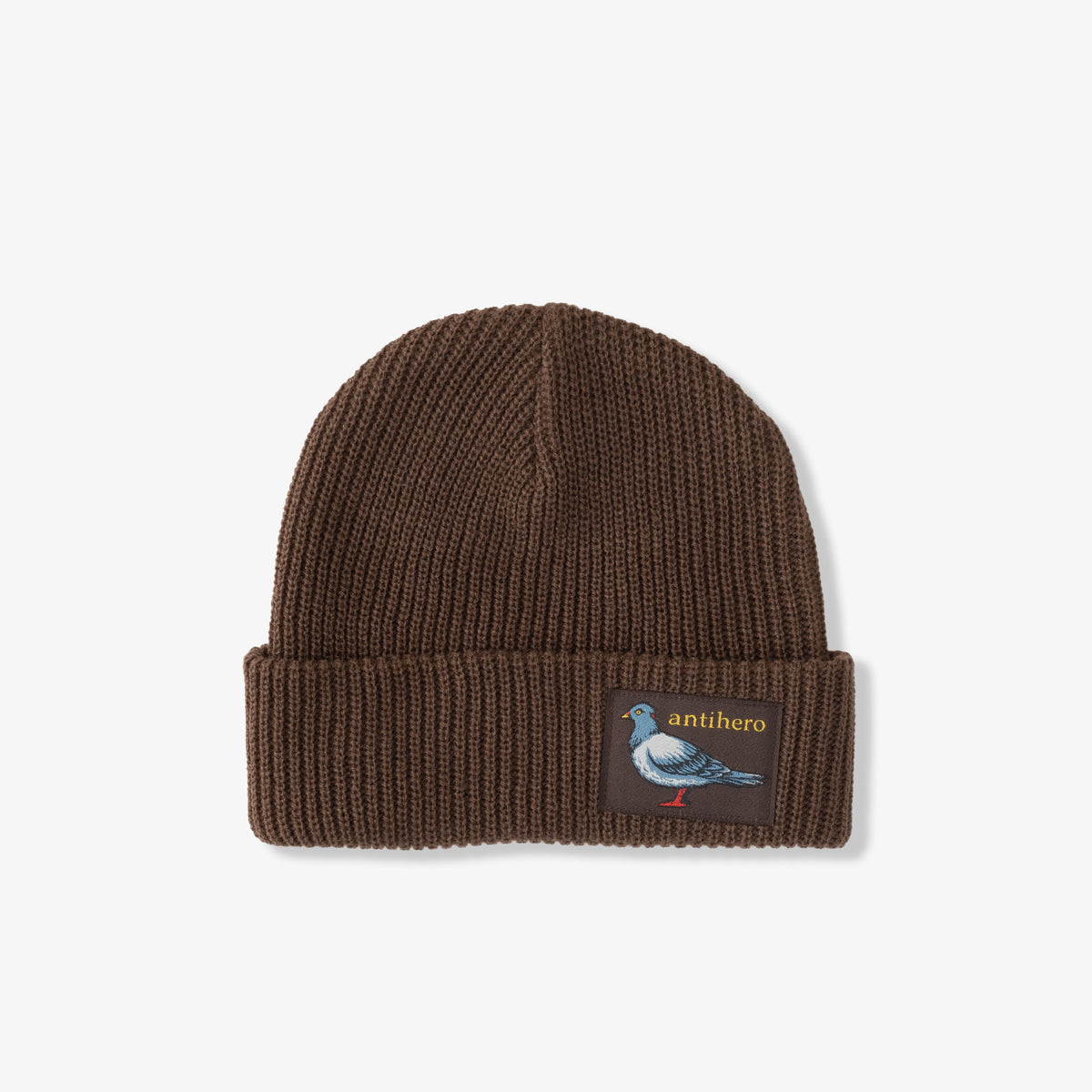 Lil Pigeon Label Cuff Beanie (Brown)