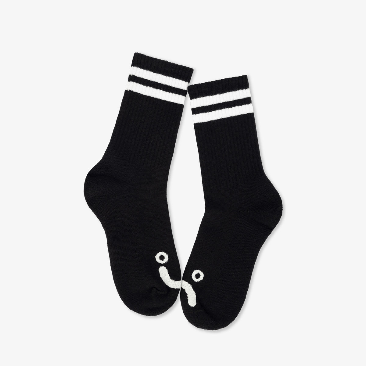 Rib Socks Happy Sad (Black)