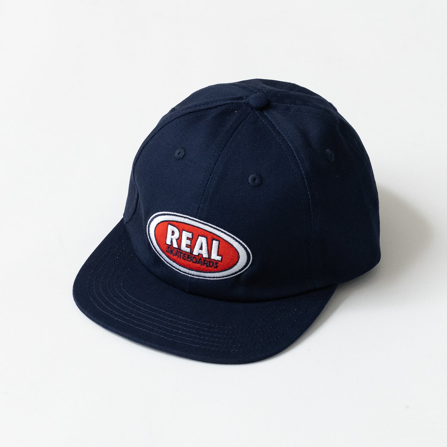  - Real Embroidered Oval Snapback (Navy/Red)