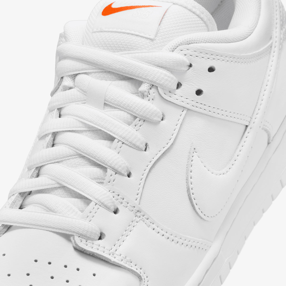 White Leather Dunk Low Skate Shoe by Nike SB