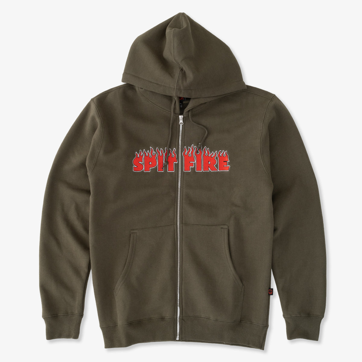 Demonseed Zip Up Hoodie (Olive/Red)