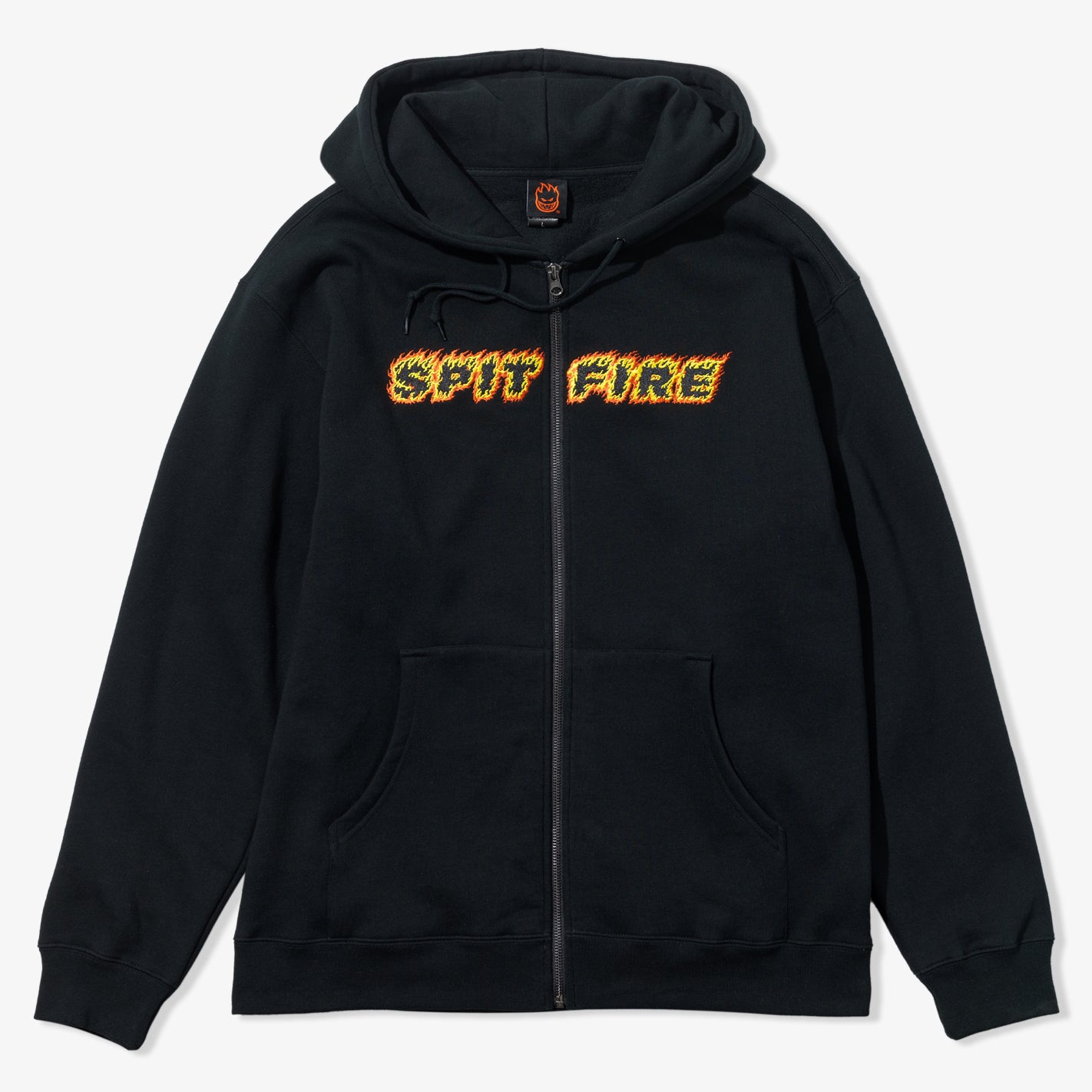 Flames Script Zip Hoodie (Black) - 510 Skateboarding