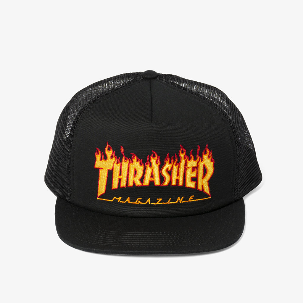 Flame Logo Mesh Snapback (Black)