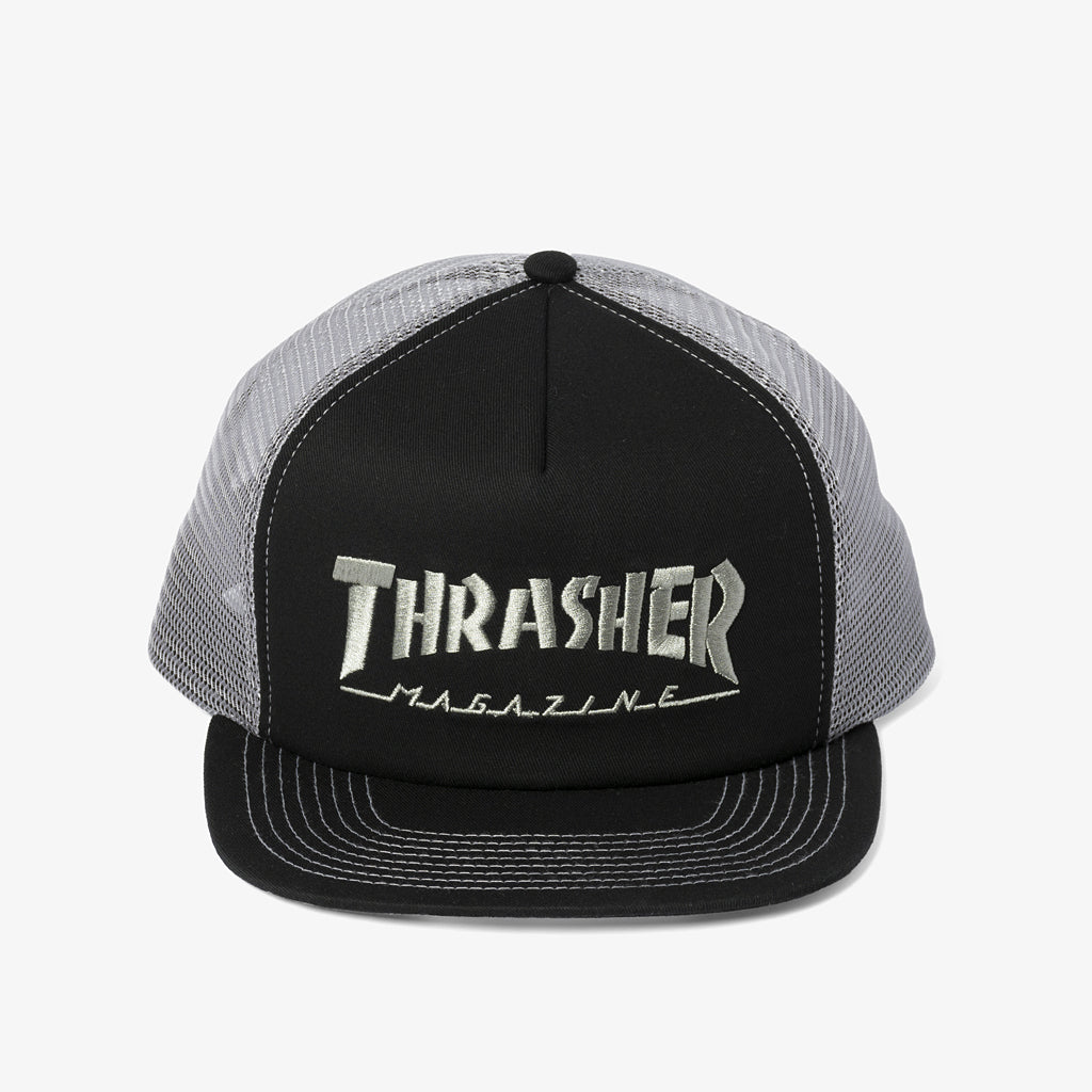 Embroidered Mag Logo Mesh Trucker (Black/Grey)